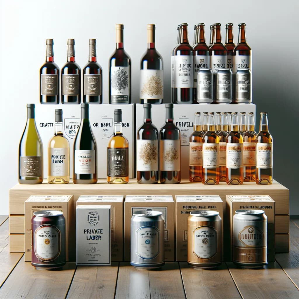 variety of packaged alcoholic beverages for B2B wholesale and private label sourcing