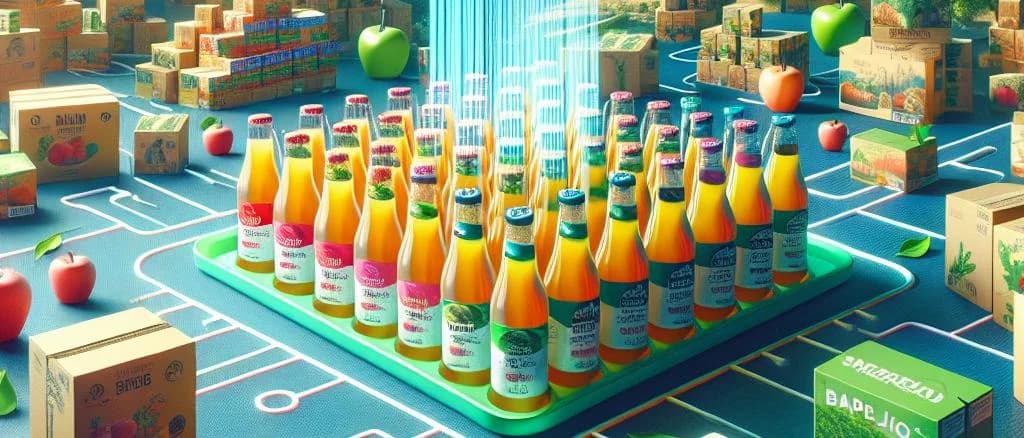 apple juice packaging variations on a wooden background