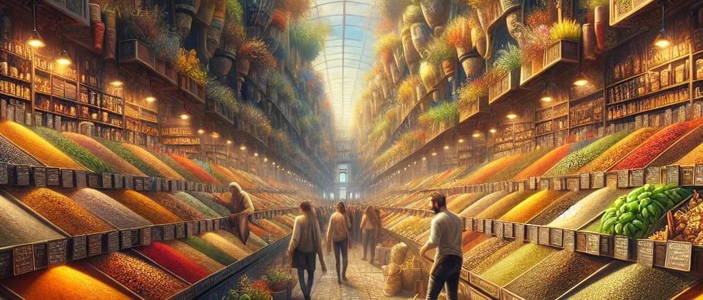 various aromatic plants displayed with diverse packaging in natural settings