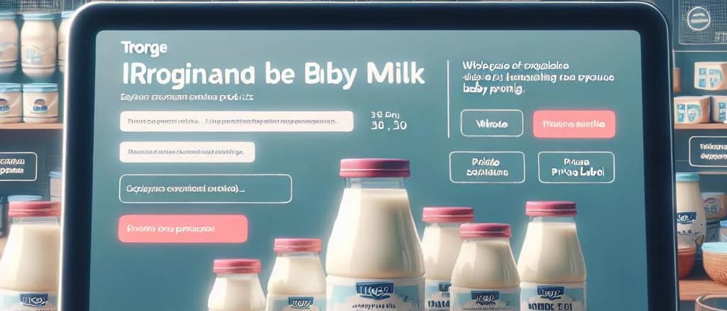 Assorted baby milk product packaging on neutral background with various design options