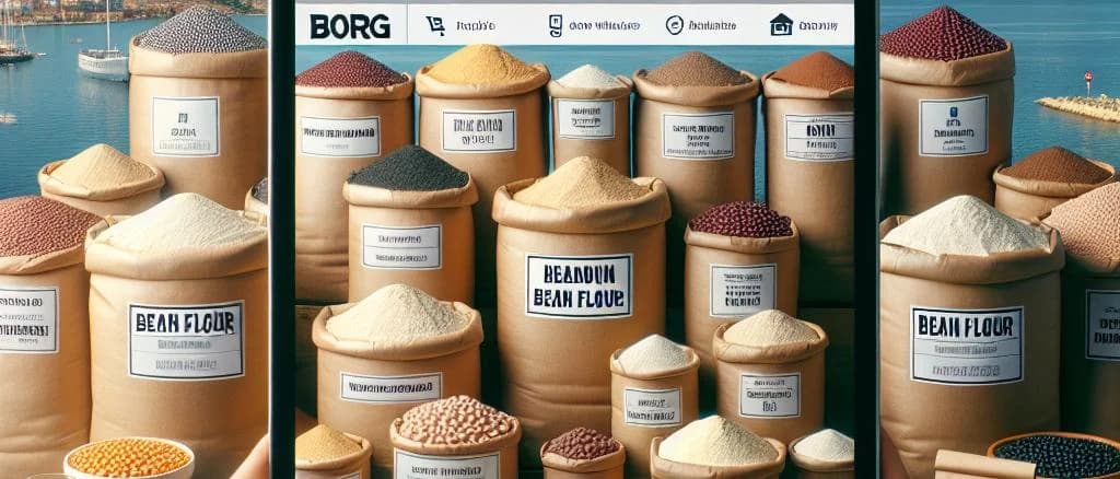 Variety of bean flour packages with diverse packaging designs