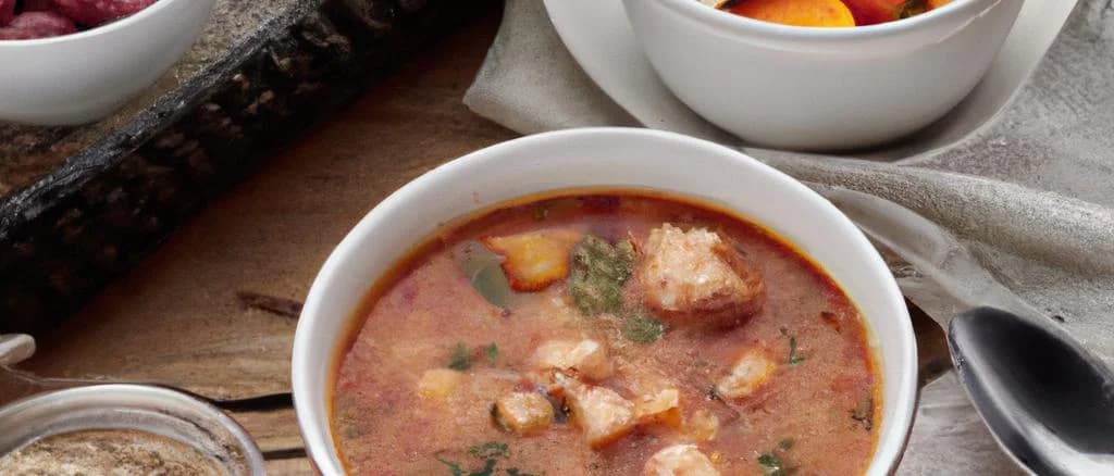 Assorted bean soups in different packaging variations on a rustic kitchen counter