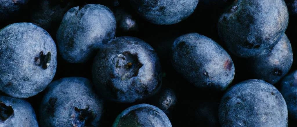 Various bottles of blueberry nectar on a rustic wooden table with blueberries scattered around