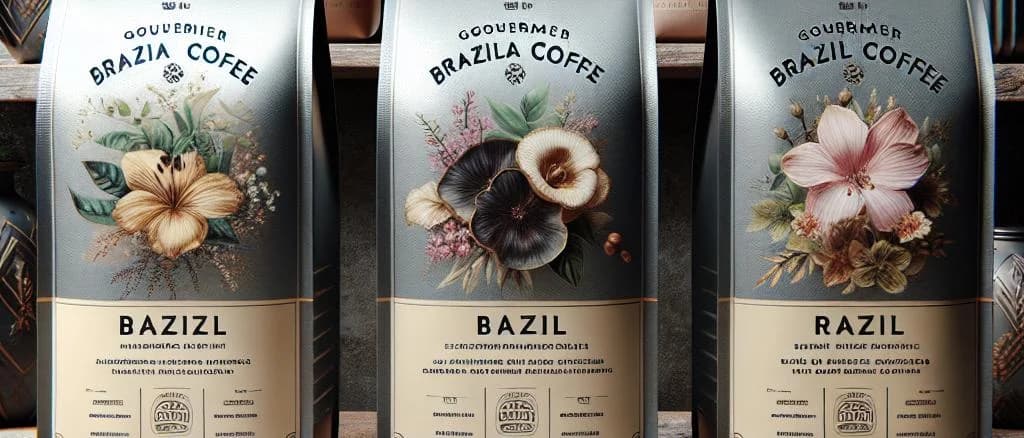 Multiple variations of Brazilian coffee products against a neutral background