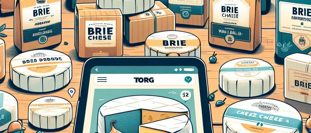 Assorted variations of Brie cheese on a wooden board with different packaging styles