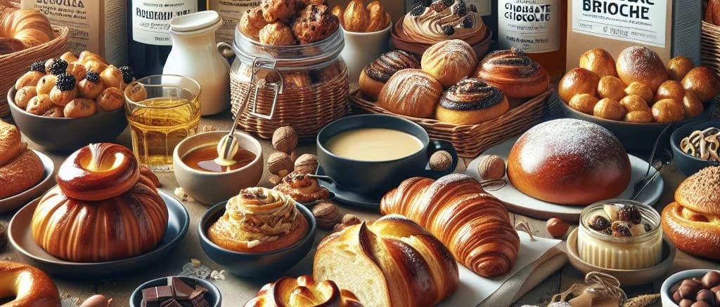 assorted brioche variations on wooden table