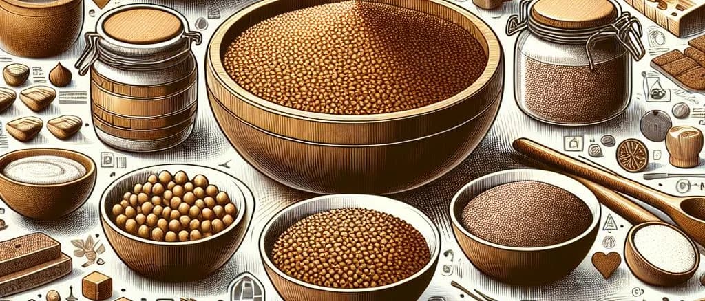 Buckwheat flour packaging variations on clean background