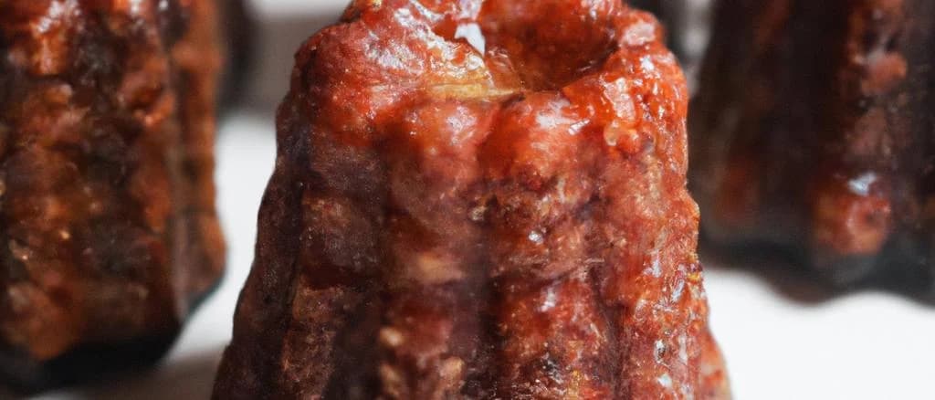 Assorted Canelés in different packaging with elegant backgrounds