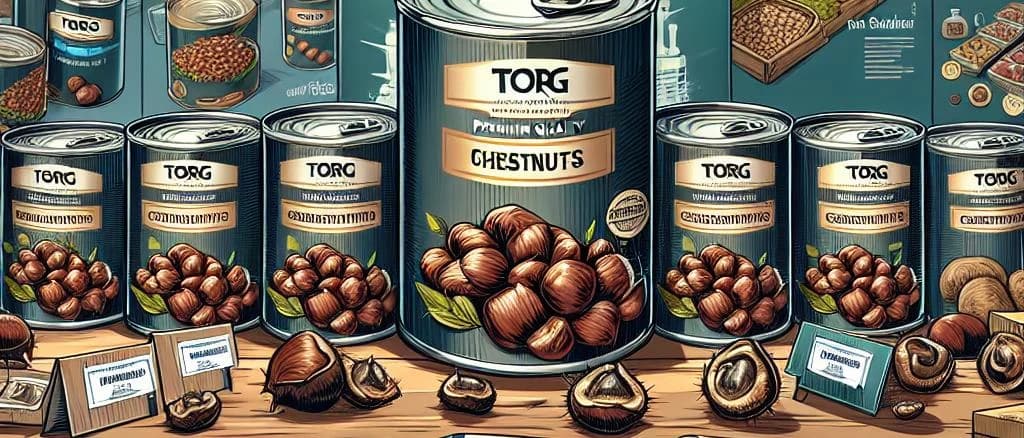Canned chestnuts in various packaging on a neutral background, showcasing different styles and branding options