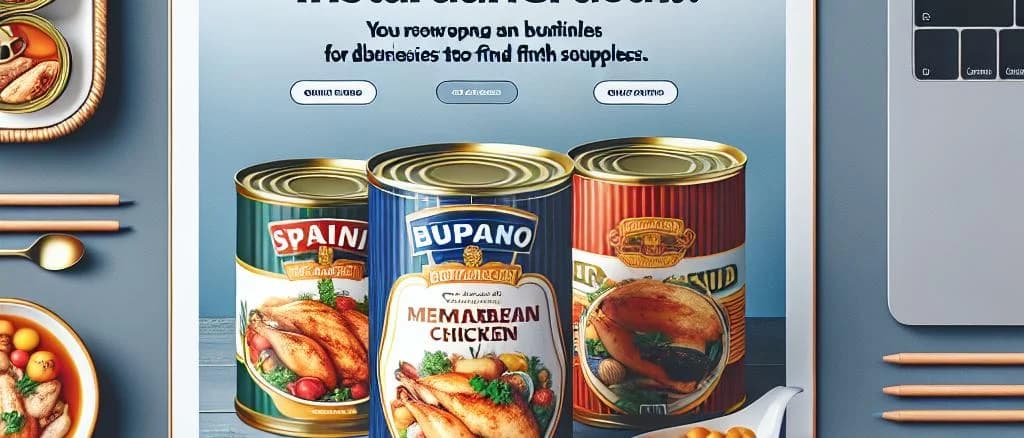 Various canned chicken products with different packaging, placed on a wooden kitchen counter, showcasing diversity and freshness.