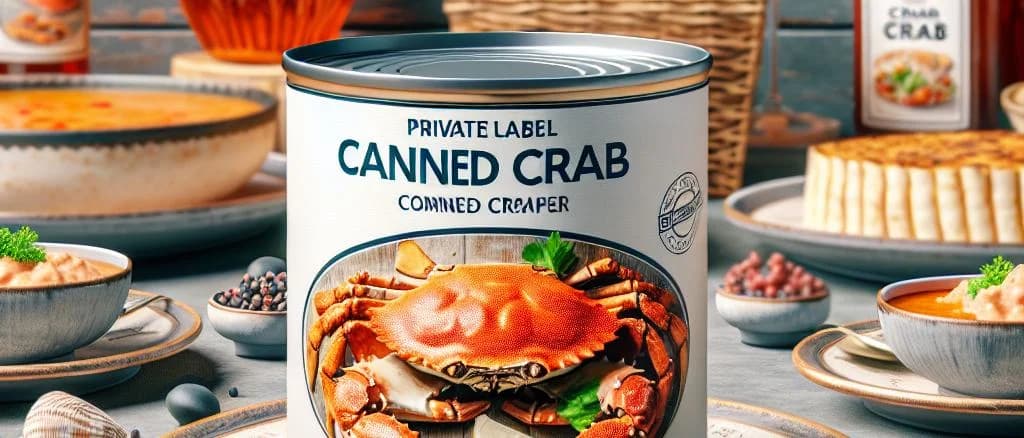 assorted canned crab products in various packaging on a wooden table