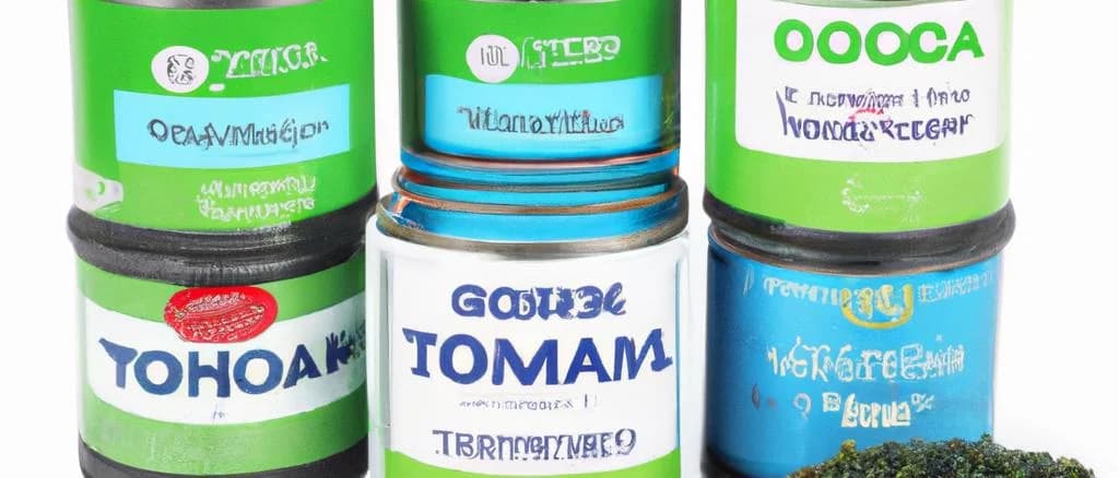 Canned edamame variations with different packaging on a wooden background