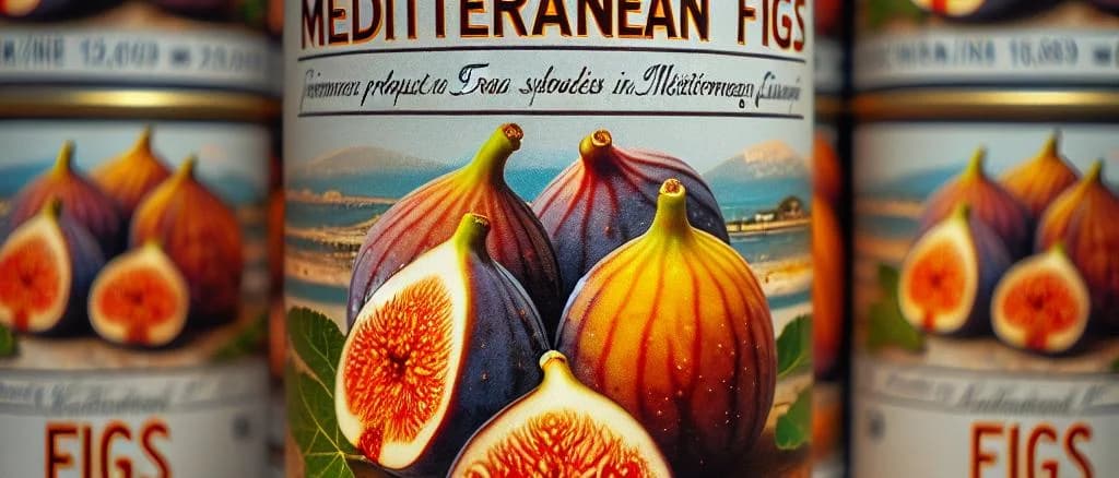 Variety of canned figs with different packaging on wooden background