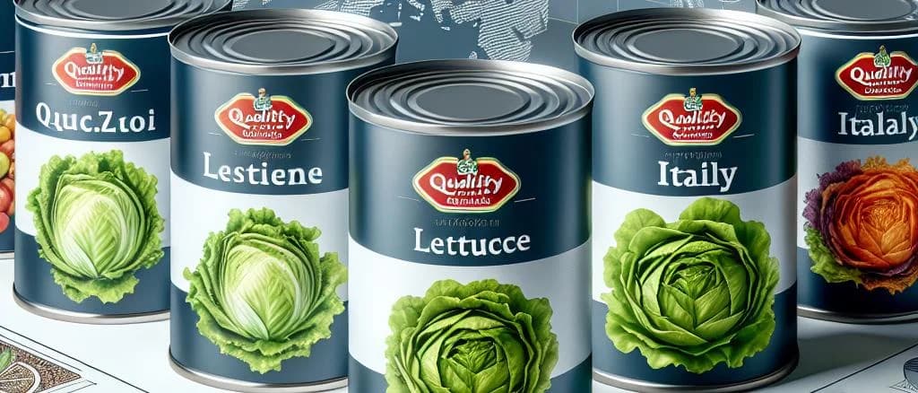 various canned lettuce products on a rustic wooden table