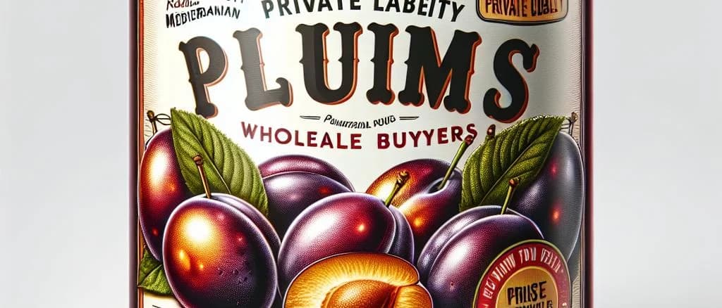 canned plums on a rustic wooden table with various packaging options