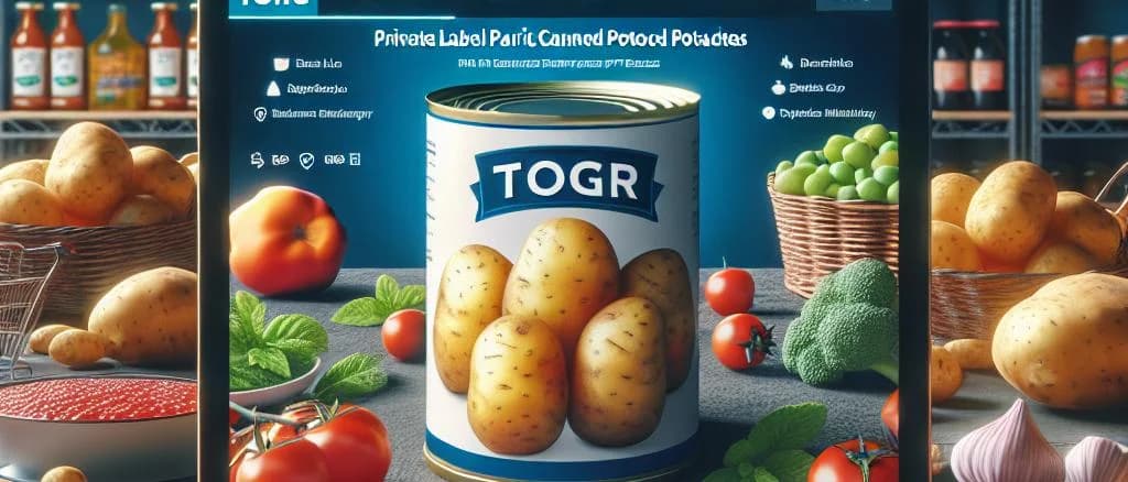 Canned potatoes with sustainable packaging in various designs