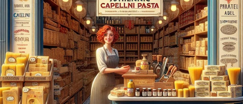 Variety of Capellini pasta showcased against a kitchen backdrop