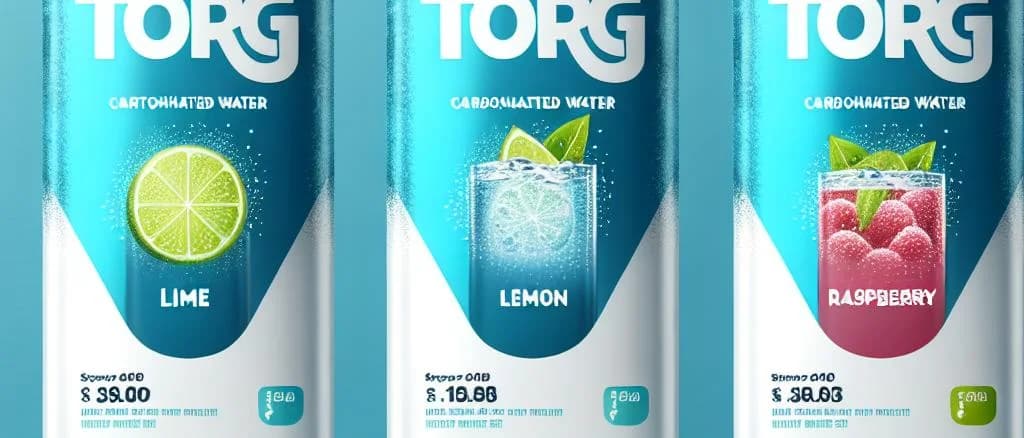 Assorted carbonated water bottles showcasing different flavors and packaging options