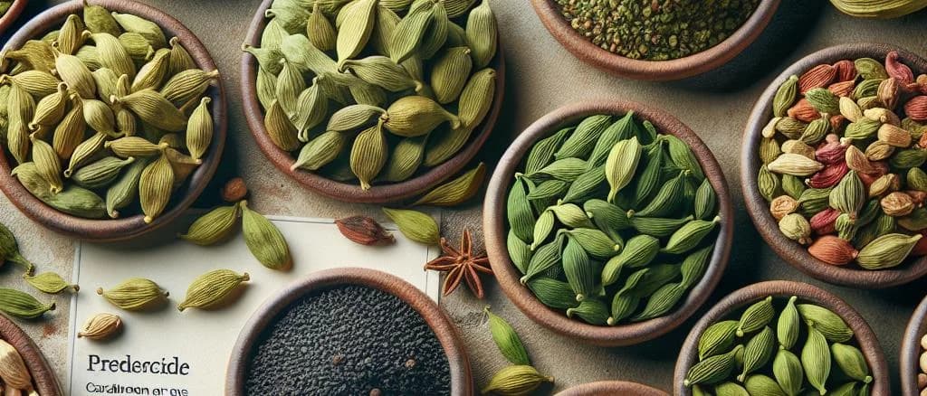 various cardamom packaging options on diverse backgrounds