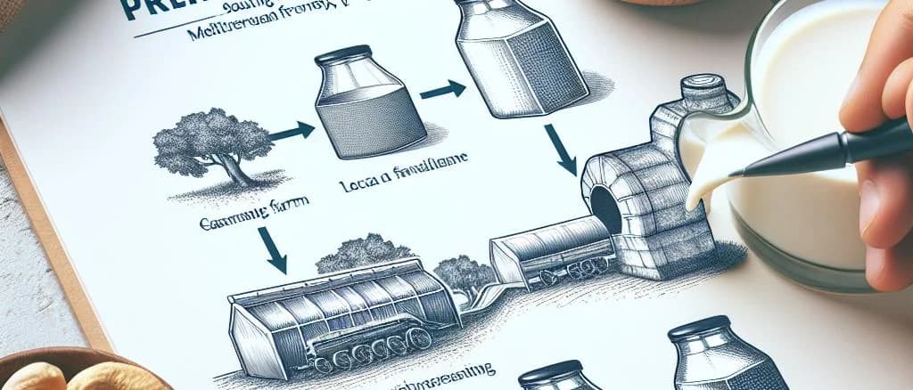 cashew milk packaging variations on wooden background