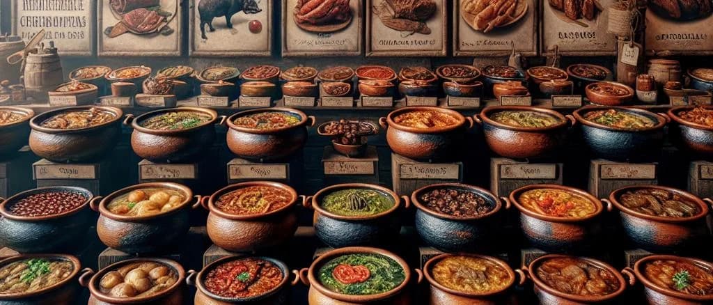 Variety of Cassoulet dishes with different packaging in a rustic kitchen setting