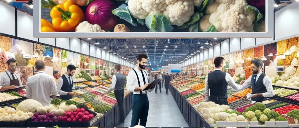 Fresh cauliflower heads with various packaging options and neutral backgrounds