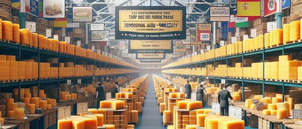 Cheddar slices with various packaging on a wooden board