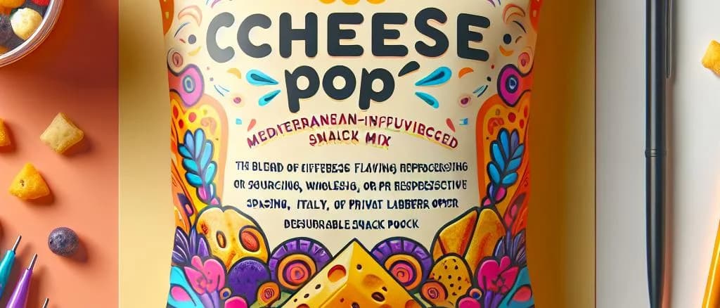 Various Cheesepop packaging options on display, showcasing cheddar and gouda cubes with a rustic background