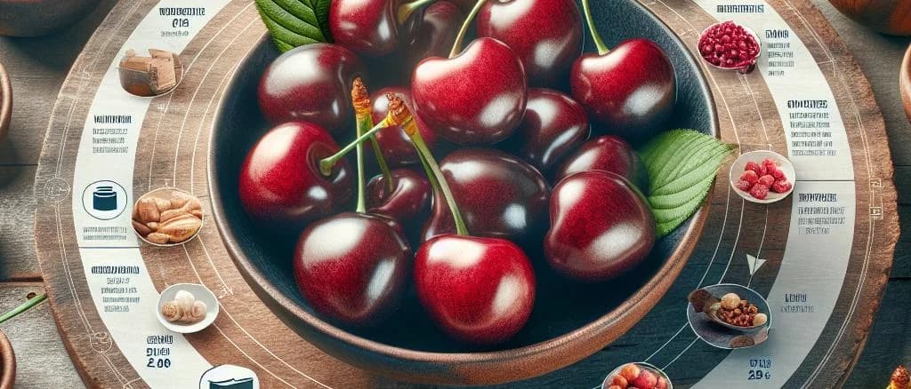 Various cherry product presentations with vibrant backgrounds