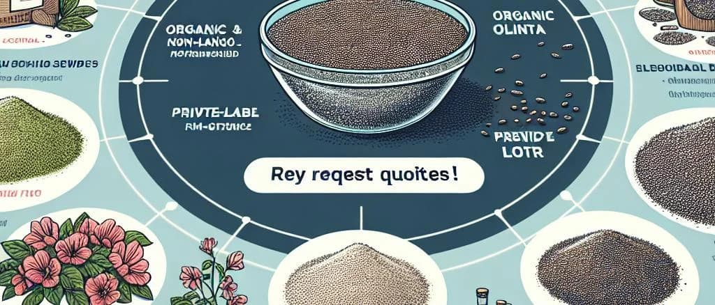 chia seeds packaging in various designs on wooden background