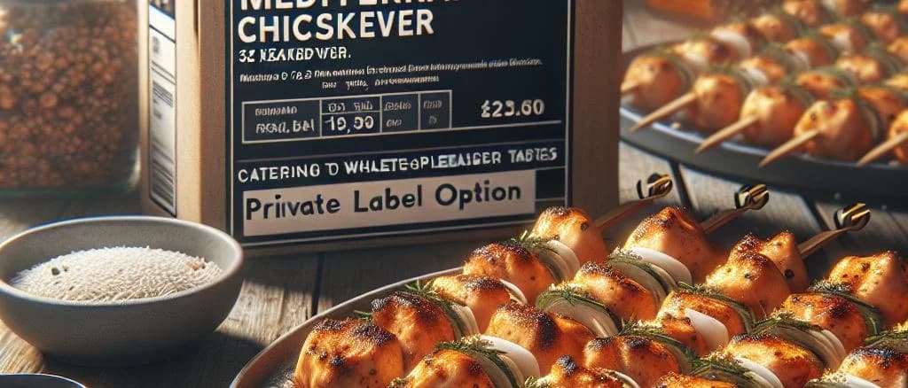 Assorted Chicken Skewers with various marinades on a wooden platter