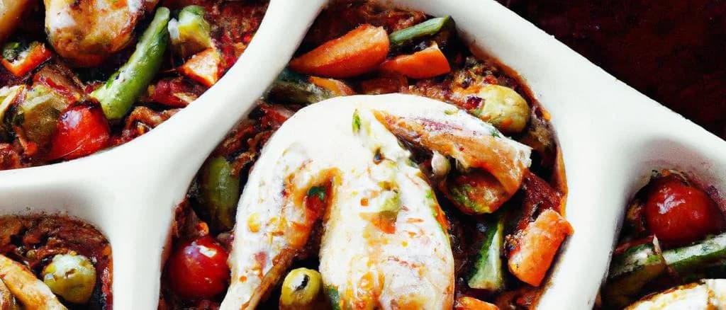 Varieties of Chicken Tajine with assorted spices and traditional Moroccan bowls
