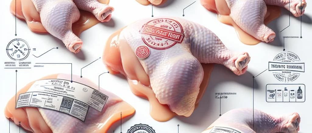 diverse chicken thigh products with varied packaging and backgrounds