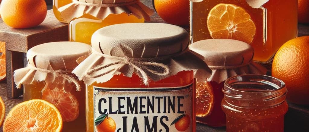 variety of clementine jam jars on wooden table