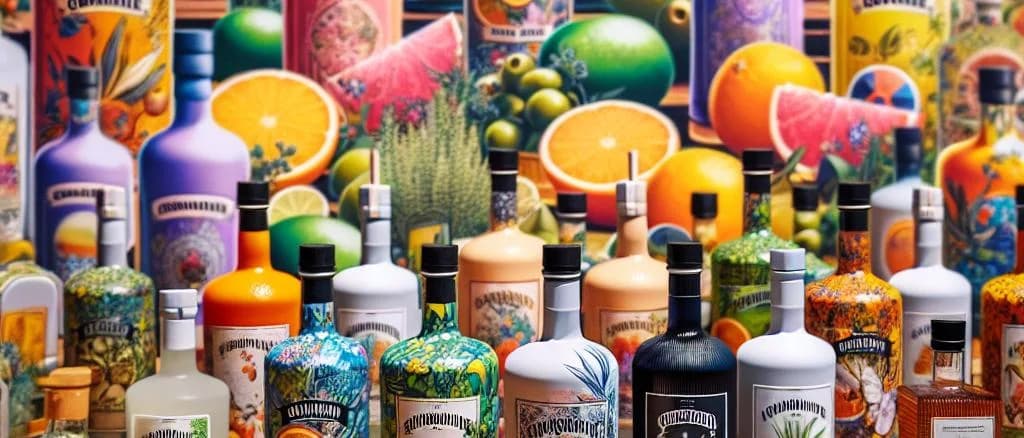 Assorted cocktail variations in elegant glasses with vibrant backgrounds