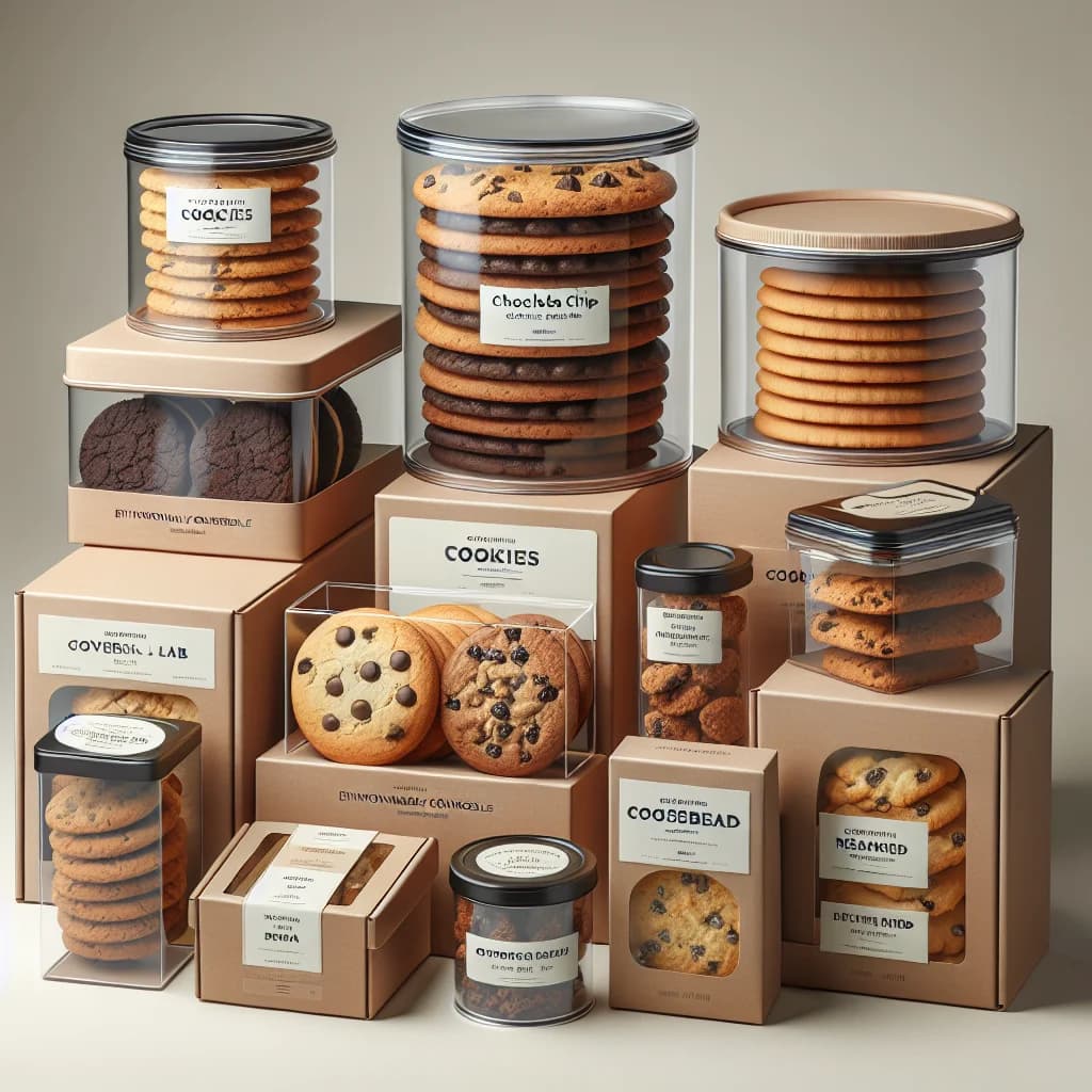 close-up of assorted cookies in different packaging with varying styles for B2B sourcing, featuring bulk, wholesale, and private label options