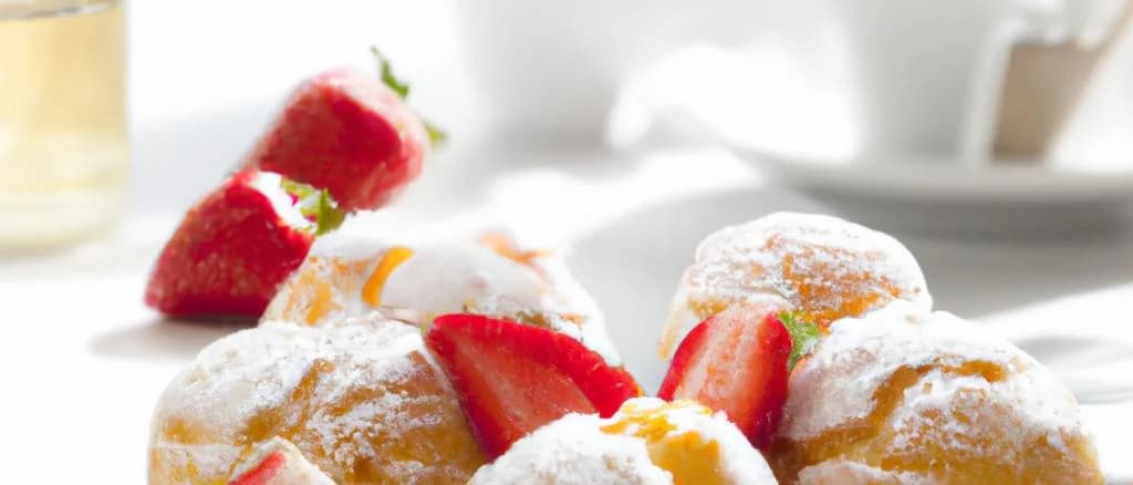 Assorted cream puffs on a bakery counter
