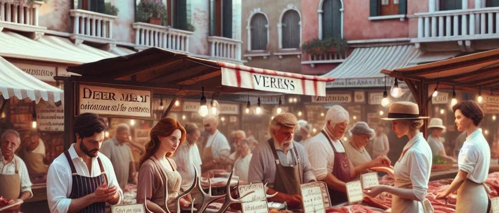 assorted deer fresh meat cuts displayed on wooden boards, showcasing variety and quality