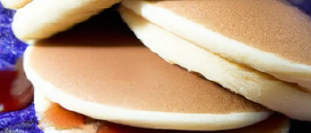 various types of Dorayaki pancakes with different fillings on a rustic wooden table