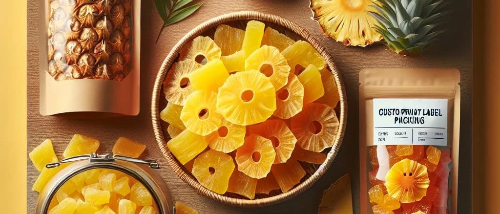 dried pineapple slices in varied packaging