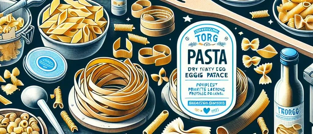 varieties of dry egg pastas on a rustic kitchen table