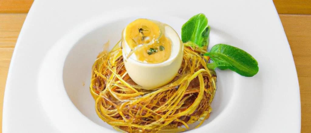 three varieties of egg spaghetti displayed with minimalist packaging