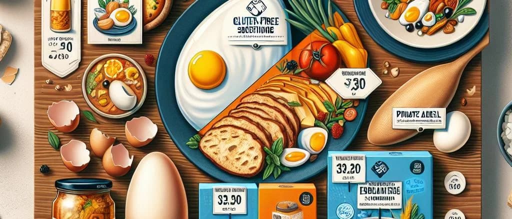 Diverse assortment of egg substitutes in different packaging