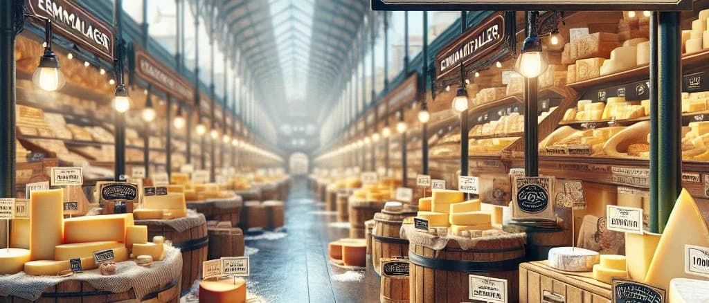 Emmentaler cheese wheel variations with different packaging
