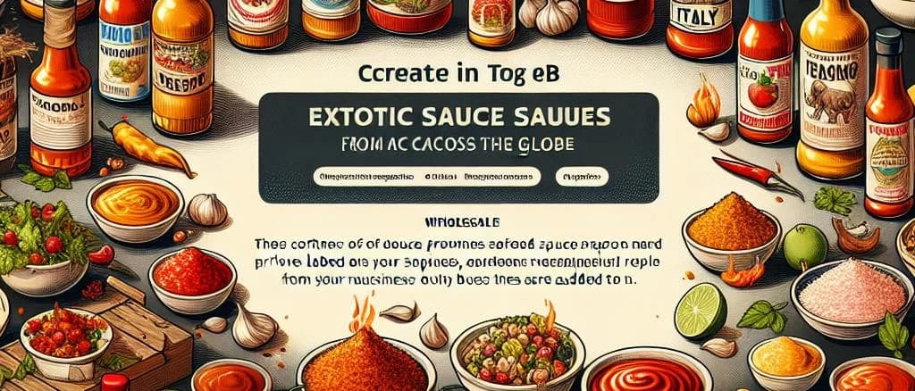 various bottles of exotic sauce with distinct packaging designs