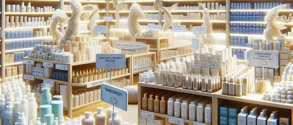 variety of face care products with different packaging styles and natural ingredients