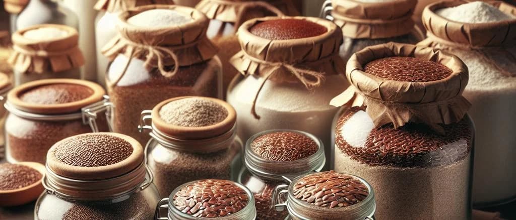 flax seed flour varieties in eco-friendly packaging
