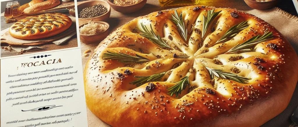 assorted focaccia bread variations on rustic background