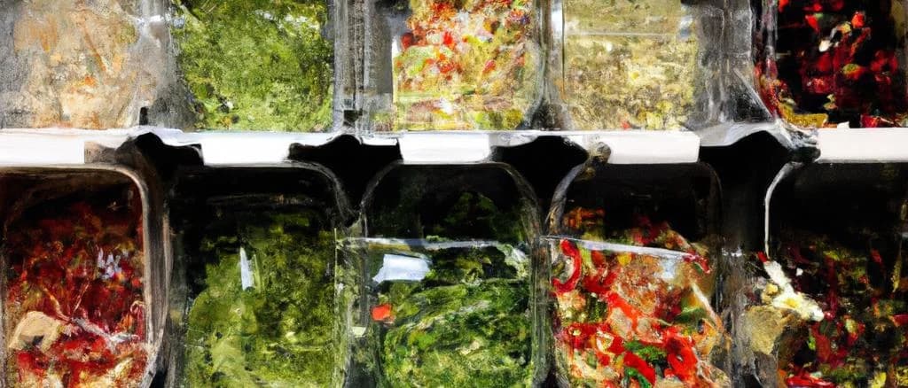 variety of food packaging options with colorful designs and sustainable materials