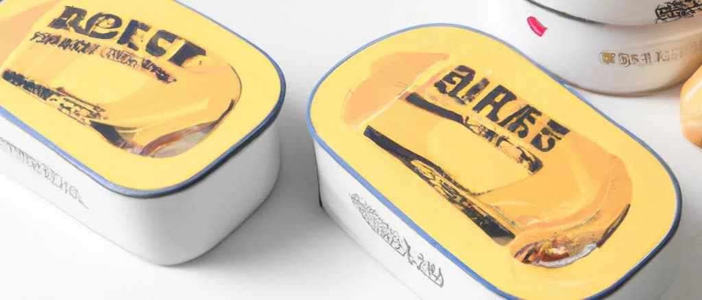 Assorted French butters with diverse packaging on a rustic wooden background